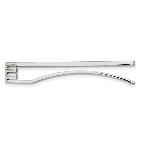 Stainless Steel, Gold Tone Accent, .03ct Diamond Tie Bar, 5 x 52mm - Picture 2 of 4